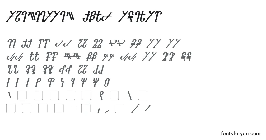 A fonte Reanaarian Bold Italic – alfabeto, números, caracteres especiais