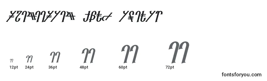Размеры шрифта Reanaarian Bold Italic