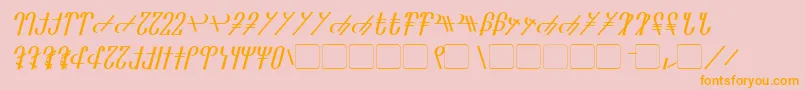 フォントReanaarian Italic – オレンジの文字がピンクの背景にあります。
