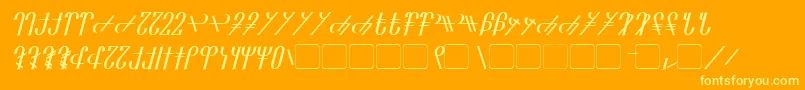 Reanaarian Italicフォントについての詳細 フォントReanaarian Italic – オレンジの背景に黄色の文字