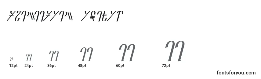 Размеры шрифта Reanaarian Italic