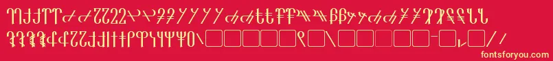 Reanaarian-Schriftart – Gelbe Schriften auf rotem Hintergrund