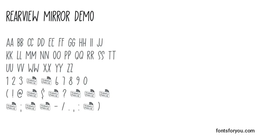 Schriftart Rearview Mirror DEMO – Alphabet, Zahlen, spezielle Symbole