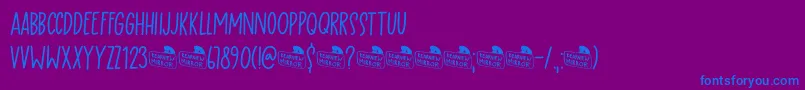 Weitere Informationen zur Rearview Mirror DEMO-Schriftart Rearview Mirror DEMO-Schriftart – Blaue Schriften auf violettem Hintergrund