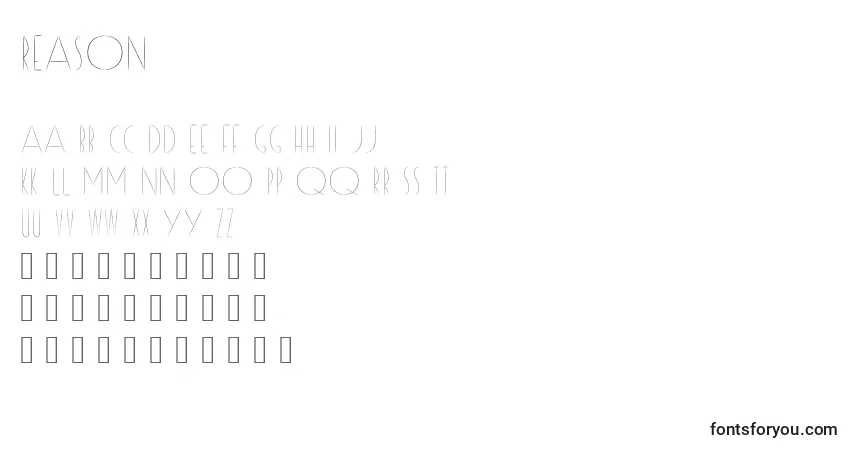 Czcionka Reason (138298) – alfabet, cyfry, specjalne znaki