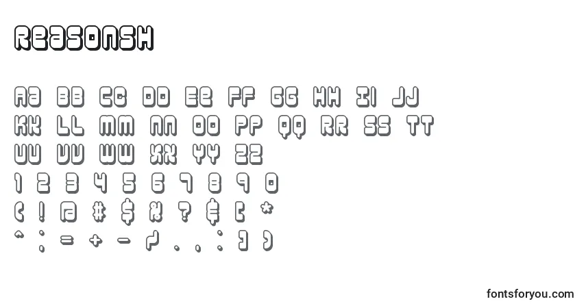 Czcionka Reasonsh – alfabet, cyfry, specjalne znaki