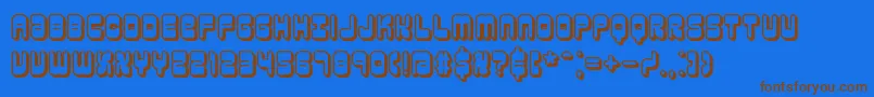 フォントreasonsh – 茶色の文字が青い背景にあります。