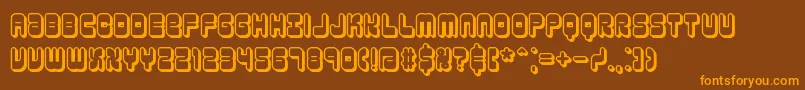 フォントreasonsh – オレンジ色の文字が茶色の背景にあります。