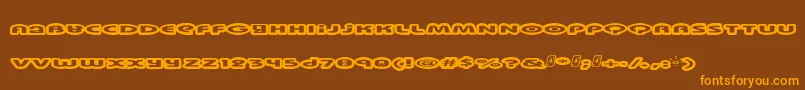 フォントSwinkydad – オレンジ色の文字が茶色の背景にあります。