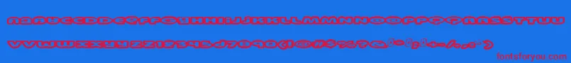 Swinkydad-Schriftart – Rote Schriften auf blauem Hintergrund