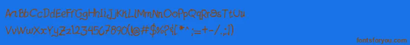 フォントJatzioAlpha – 茶色の文字が青い背景にあります。