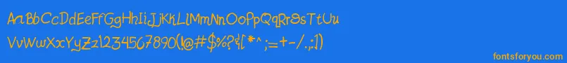 フォントJatzioAlpha – オレンジ色の文字が青い背景にあります。