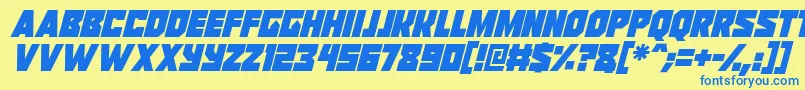 Czcionka Reavers Italic – niebieskie czcionki na żółtym tle