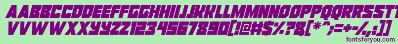 フォントReavers Italic – 緑の背景に紫のフォント