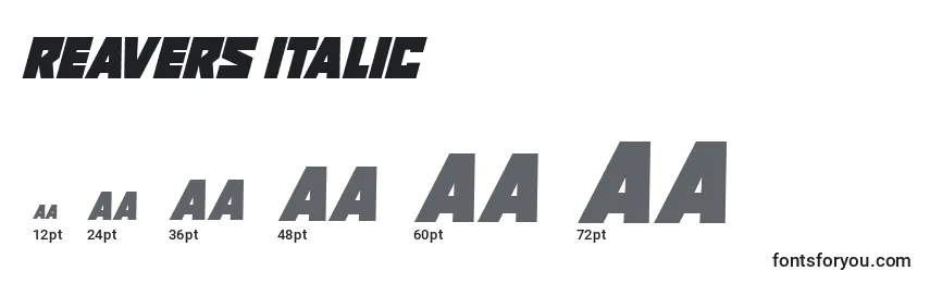 Размеры шрифта Reavers Italic