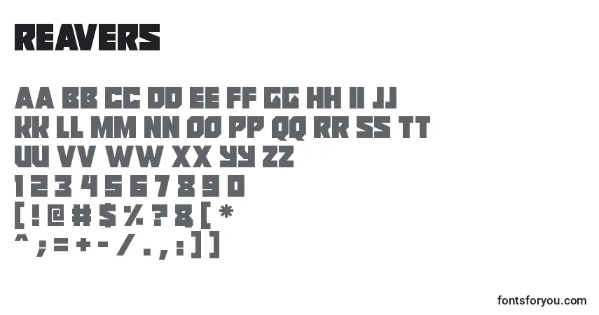A fonte Reavers – alfabeto, números, caracteres especiais