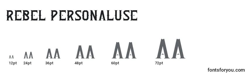 Rebel PersonalUse Font Sizes