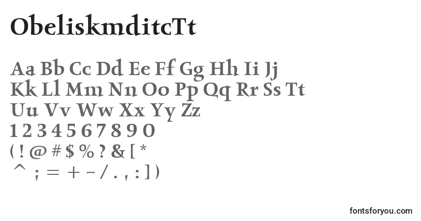 A fonte ObeliskmditcTt – alfabeto, números, caracteres especiais