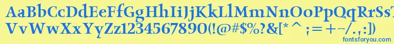 フォントObeliskmditcTt – 青い文字が黄色の背景にあります。