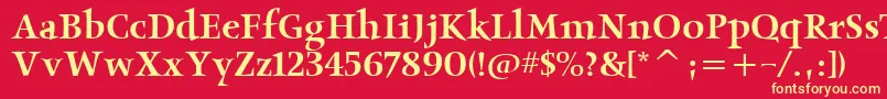 フォントObeliskmditcTt – 黄色の文字、赤い背景