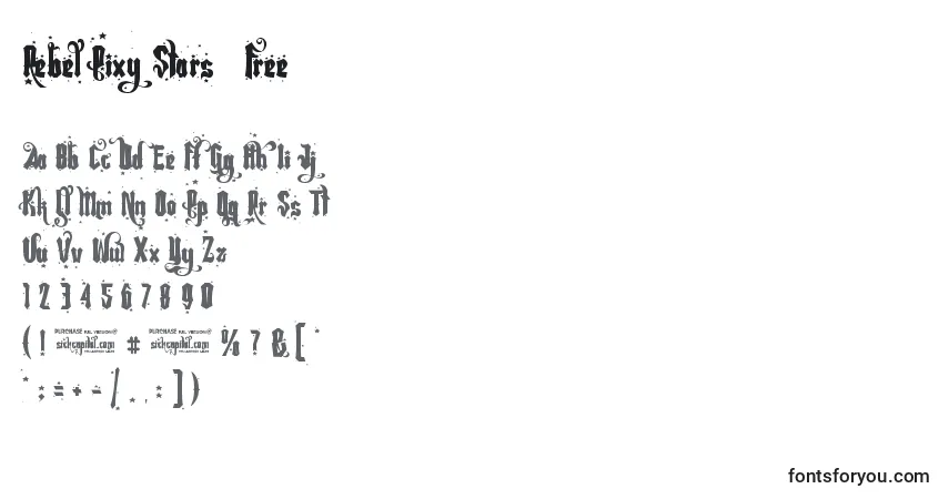Schriftart Rebel Pixy Stars   Free (138310) – Alphabet, Zahlen, spezielle Symbole