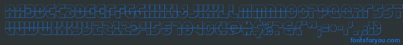 rebelcommand3d-fontti – siniset fontit mustalla taustalla
