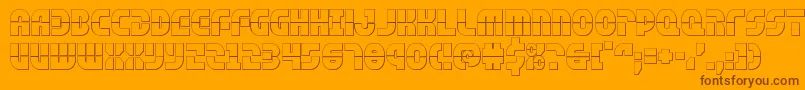 rebelcommand3d-Schriftart – Braune Schriften auf orangefarbenem Hintergrund