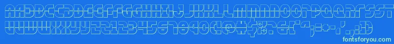 rebelcommand3d Font – Green Fonts on Blue Background
