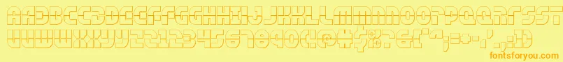rebelcommand3d-Schriftart – Orangefarbene Schriften auf gelbem Hintergrund