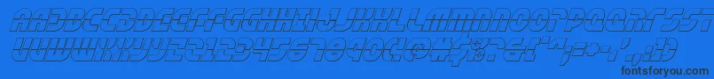 rebelcommand3dital Font – Black Fonts on Blue Background