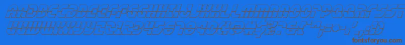 rebelcommand3dital-Schriftart – Braune Schriften auf blauem Hintergrund