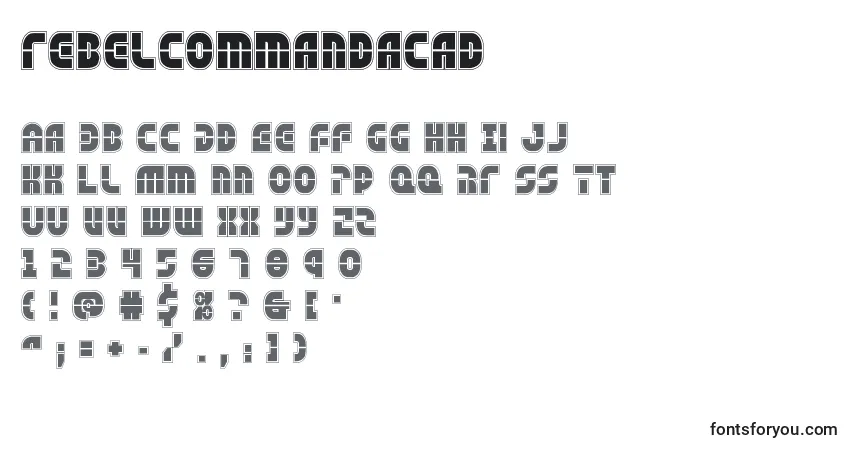 A fonte Rebelcommandacad (138314) – alfabeto, números, caracteres especiais