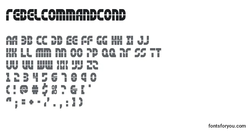 A fonte Rebelcommandcond (138316) – alfabeto, números, caracteres especiais