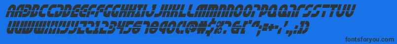 フォントrebelcommandcondital – 黒い文字の青い背景
