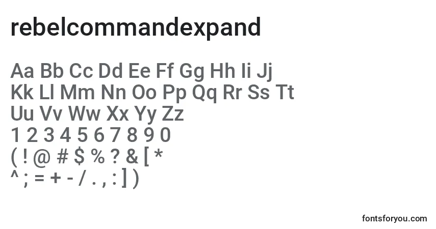 A fonte Rebelcommandexpand (138318) – alfabeto, números, caracteres especiais