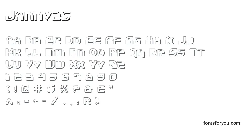 Schriftart Jannv2s – Alphabet, Zahlen, spezielle Symbole