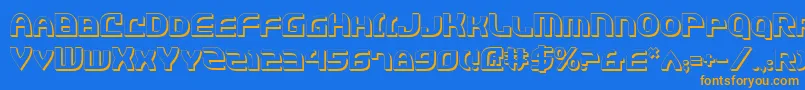 フォントJannv2s – オレンジ色の文字が青い背景にあります。