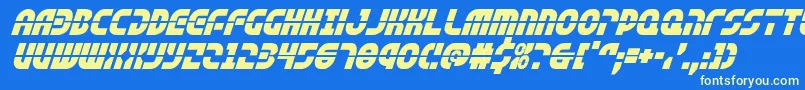 rebelcommandital Font – Yellow Fonts on Blue Background