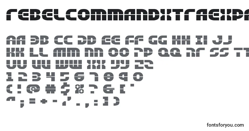 Шрифт Rebelcommandxtraexpand (138321) – алфавит, цифры, специальные символы