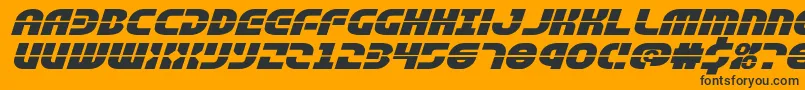 Fonte rebelcommandxtraexpandital – fontes pretas em um fundo laranja