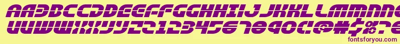 rebelcommandxtraexpandital Font – Purple Fonts on Yellow Background