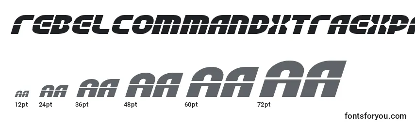 Размеры шрифта Rebelcommandxtraexpandital (138322)