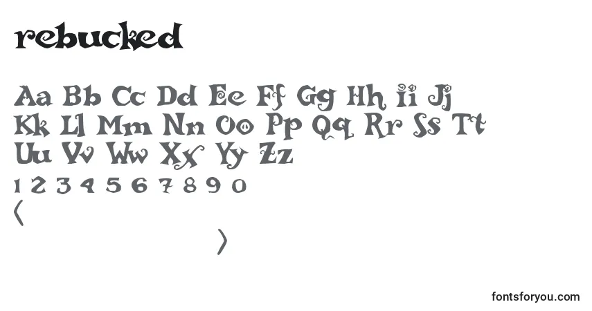 A fonte Rebucked (138327) – alfabeto, números, caracteres especiais