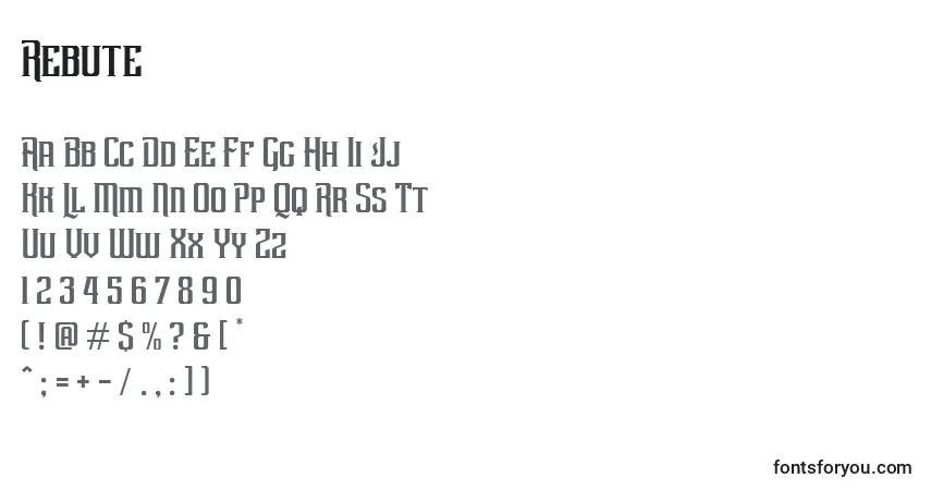 Schriftart Rebute (138329) – Alphabet, Zahlen, spezielle Symbole