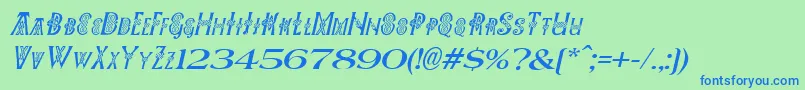 Pees Font – Blue Fonts on Green Background