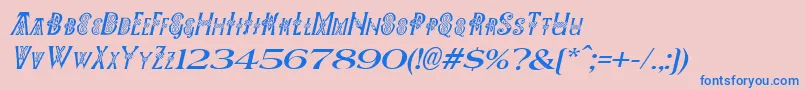 Pees Font – Blue Fonts on Pink Background