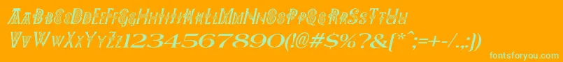 Pees Font – Green Fonts on Orange Background