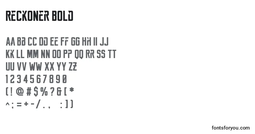 Schriftart Reckoner Bold – Alphabet, Zahlen, spezielle Symbole