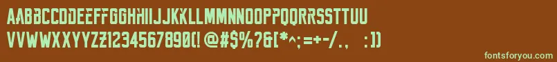フォントReckoner Bold – 緑色の文字が茶色の背景にあります。