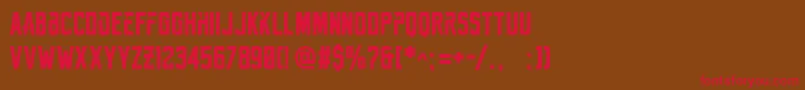 Reckoner Bold-Schriftart – Rote Schriften auf braunem Hintergrund